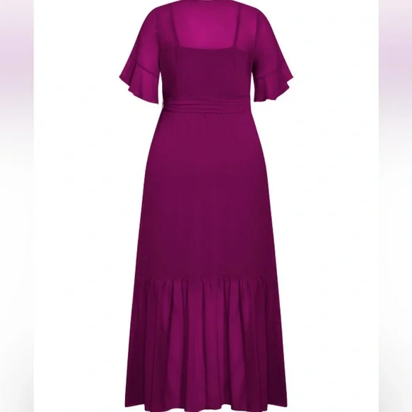 NEW City Chic flutter sleeve wrap maxi dress 16W - Picture 6 of 10